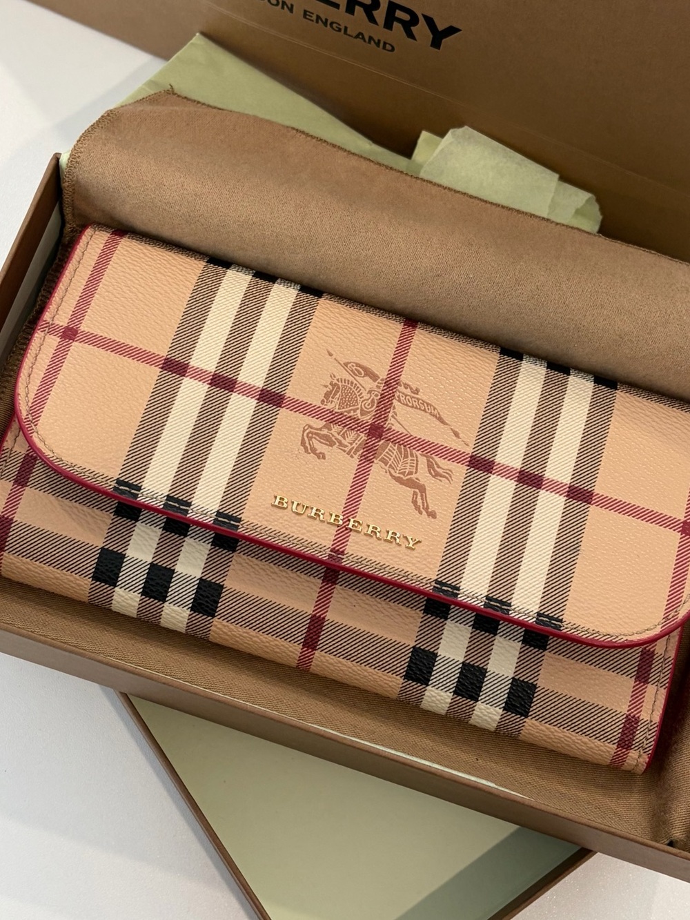 Burberry Haymarket Harris Vintage Check Long Wallet